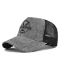 Gorra de béisbol de malla gris con estampado Yellowstone Ranch, gorra trucker transpirable. - Ajustable / CP720-7 Gris jaspeado