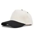 Elegante gorra de béisbol de 5 paneles bicolor, sombrero de sol con visera curva para adultos. - Ajustable / Negro