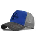 Gorra de béisbol con estampado Yellowstone Ranch gorra de malla transpirable pareja sol - Ajustable / CP720-12 Gris oscuro y azul - Hilo de bordar