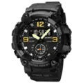 SKMEI mens sports watch waterproof digital analog dual display black resin tactical wristwatch - Black