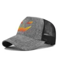 Halloween Pumpkin Print Mesh Baseball Cap Breathable Trucker Hat Casual Unisex Outdoor - Heather Gray And Black