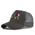 Cappello trucker grigio con stampa Mama e retro in rete, cappellino parasole casual. - Regolabile / Grigio scuro