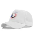 White mesh baseball cap with American eagle graphic print, breathable summer sun hat for men women - Adjustable / White (CP729-9)