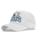 White mesh baseball hat with military eagle print, breathable trucker cap for outdoor sun. - Adjustable / White (CP713-9)