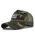 Camouflage Mesh Trucker Cap mit detailliertem Haifisch Stickerei Patch für Outdoor Angeln Schutz. - CM715-15 Khaki-Camouflage / Verstellbar