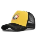 Men Women Fashion Trucker Hat American Eagle Print Mesh Baseball Cap Breathable Summer - Adjustable / Black/Yellow (CP729-14)