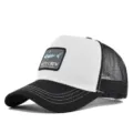 Schwarz-weiße Trucker Cap mit Haifisch Patch atmungsaktives Netzteil Baseballmütze - CM715-18 Schwarz & Weiß / Verstellbar