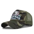 Camouflage trucker hat with eagle and Omaha Beach print, breathable mesh baseball cap for men and women. - Adjustable / Khaki Camouflage (CP713-15)