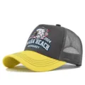Classic tactical eagle print baseball cap with breathable mesh and vibrant yellow brim. - Adjustable / Yellow & Gray (CP713-19)