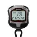 Digital sports stopwatch with 100 lap memory, countdown timer and 5bar water resistant design. - Titanium Color