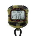 Camo digital stopwatch with 100 lap memory, waterproof timer and lanyard for sports referee. - Army Green Camo