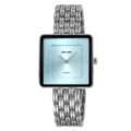 SKMEI Womens Square Quartz Watch Light Blue Dial Silver Metal Strap Casual Fashion Wristwatch - Silver with Blue Dial
