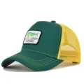 Summer Mesh Trucker Hat Mahi Mahi Fish Embroidered Patch Baseball Cap Sun Protection - Adjustable / CM714-35 Green Yellow Mesh