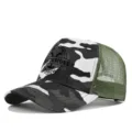Gorra de béisbol de malla de camuflaje con estampado Yellowstone Ranch, gorra verde unisex. - Ajustable / CP720-16 Camuflaje blanco