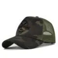 Gorra trucker camuflaje con logo de Yellowstone Ranch, gorra de béisbol de malla transpirable. - Ajustable / CP720-17 Camuflaje gris