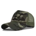 Camouflage mesh trucker hat with Yellowstone Dutton Ranch printed logo breathable baseball cap - Adjustable / Khaki Camouflage