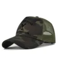Camouflage mesh baseball cap with Yellowstone Dutton Ranch print, breathable curved brim hat. - Adjustable / Grey Camouflage