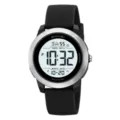 SKMEI men digital watch with large screen, silicone strap, waterproof sports chronometer. - Silver Case White Display