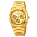 Gold men quartz watch with stainless steel strap multi-functional chronograph dial design. - Gold Case Gold Dial