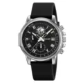 SKMEI mens quartz watch business casual waterproof silicone strap chronograph wristwatch - Silver Case Black Strap