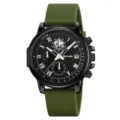 SKMEI mens quartz watch green silicone strap business casual chronograph waterproof wristwatch - Black Case Army Green Band