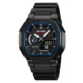 SKMEI men dual display sports watch waterproof digital quartz wristwatch for outdoor activity. - Black Blue