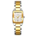 SKMEI Women Luxury Quartz Watch Vintage Square Steel Strap Waterproof Dress Wristwatch - Two-Tone Gold and Silver