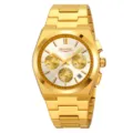 Gold quartz watch for men stainless steel chronograph waterproof luxury business wristwatch - Gold Case Silver Dial
