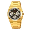 Men gold quartz watch with black dial stainless steel strap waterproof chronograph wrist watch - Gold Case Black Dial