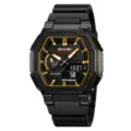 Men's black gold digital analog sports watch waterproof multi-function outdoor tactical wristwatch - Black & Gold