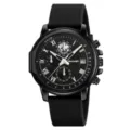 SKMEI mens business casual quartz watch with black silicone strap, chronograph and date. - Black Case Black Band Black Dial