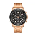 OCHSTIN Men Quartz Watch Rose Gold Stainless Steel Strap Chronograph Waterproof Wristwatch - Black Bezel, All Rose Gold