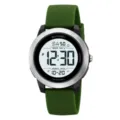 SKMEI mens digital watch with green silicone strap waterproof sports electronic wristwatch. - Army Green