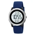 SKMEI digital sports watch with blue silicone strap and silver bezel for daily wear - Blue
