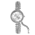 Silver Women Quartz Watch Bead Chain Strap Luxury Fashion Elegant Wristwatch Gift for Women - Silver Case & Silver Dial - Stud Indices