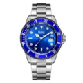 Men's blue quartz watch with stainless steel strap and date display for daily use. - Blue