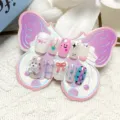 10pcs Kids Press-on Nails Cute Bear Bow Design Fake Nails Girls Children Nail Art Display Set - Sweet Plaid Grid (GKETLZ191-B5) / Jelly Glue Type