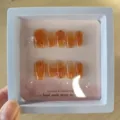 Uñas postizas hechas a mano degradado amarillo ojo de gato 10 piezas uñas postizas cuadradas - Fuegos Artificiales del Atardecer (Estilo Caja de Suspensión)