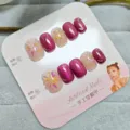 Uñas postizas hechas a mano cortas cat eye flor 3D set de press on nails 10 pz - XS / Fuegos Artificiales Coloridos (Embalaje Cartón Pegamento Jalea)