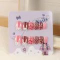 Süße künstliche Nägel für Kinder mit rosa Kaninchen und Punkten, ideal für Mädchen. - KET123 12 Stk. Jelly-Klebepad-Nägel für ältere Kinder