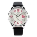 Women Quartz Watch Trendy Cute Leather Strap Wristwatch with Red Heart Dial for Daily Wear - Black