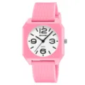 SKMEI pink quartz watch with square case and silicone strap for students and daily wear. - Pink