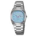SKMEI men quartz watch steel strap light blue dial business casual waterproof wrist watch - Silver with Blue Dial