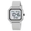 Simple minimalist square digital watch with comfortable grey silicone strap for daily wear. - Gray