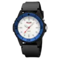 Orologio al quarzo sportivo alla moda con cinturino in silicone resistente e design. - Cassa nero/blu - indici a linee