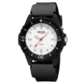 Orologio uomo al quarzo cinturino silicone nero quadrante bianco sportivo impermeabile moda - Nero Bianco-Scala Lineare