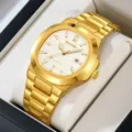 SKMEI luxury gold quartz watch for men stainless steel waterproof business wristwatch. - Gold Case Silver Dial