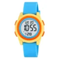 Childrens digital watch with colorful silicone strap and clear digital screen display. - Pale Blue