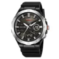 SKMEI men's sports watch dual display waterproof electronic wristwatch with durable strap. - Silver-Black Display
