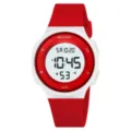 Red and white electronic digital watch for students, stylish minimalist waterproof design, new. - Red